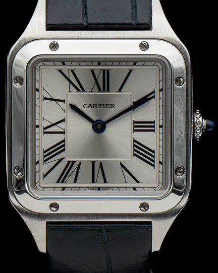 2022 Cartier Santos Dumont 27.5MM Quartz Silver Dial Leather Strap (WSSA0023)