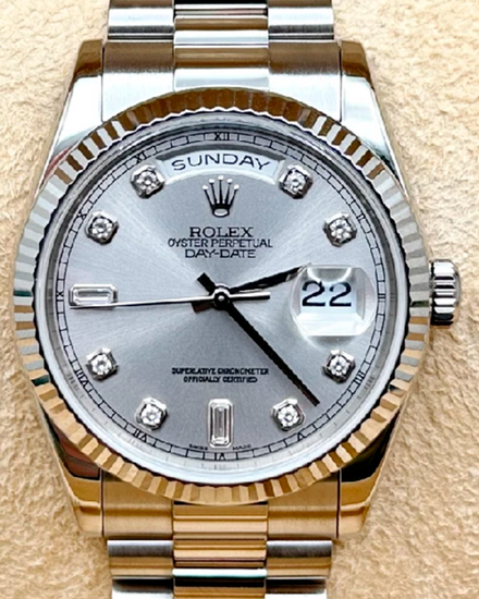 2001 Rolex Day-Date 36MM Rhodium Dial White Gold President Bracelet (118239)