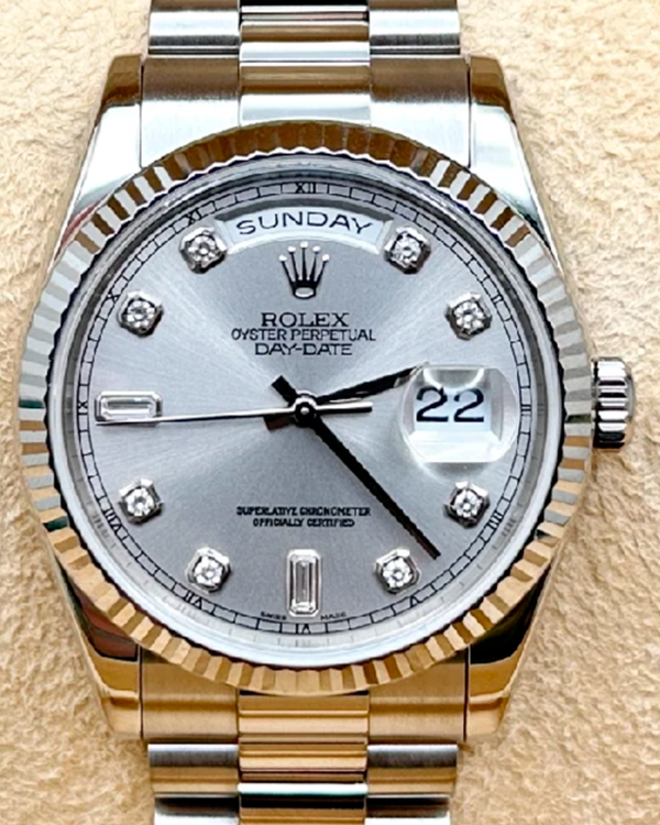 2001 Rolex Day-Date 36MM Rhodium Dial White Gold President Bracelet (118239)