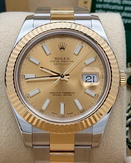 2010 Rolex Datejust II 41MM Champagne Dial Two-Tone Oyster Bracelet (116333)
