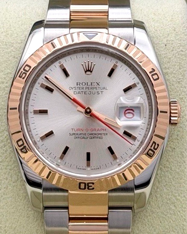 2004 Rolex Datejust Turn-O-Graph 36MM Silver Dial Two-Tone Oyster Bracelet (116261)