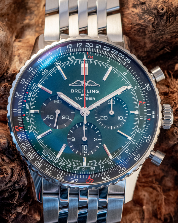 2022 Breitling Navitimer B01 46MM Green Dial Steel Bracelet (AB0137241L1A1)