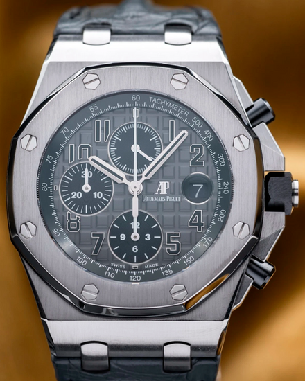 2018 Audemars Piguet Royal Oak Offshore Chronograph "Elephant" 42MM Grey Dial Leather Strap (26470ST.OO.A104CR.01)