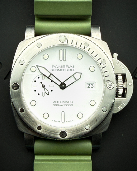 No Reserve - 2022 Panerai Submersible QuarantaQuattro Bianco 44MM White Dial Rubber Strap (PAM01226)