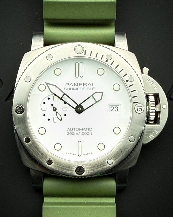 2022 Panerai Submersible QuarantaQuattro Bianco 44MM White Dial Rubber Strap (PAM01226)