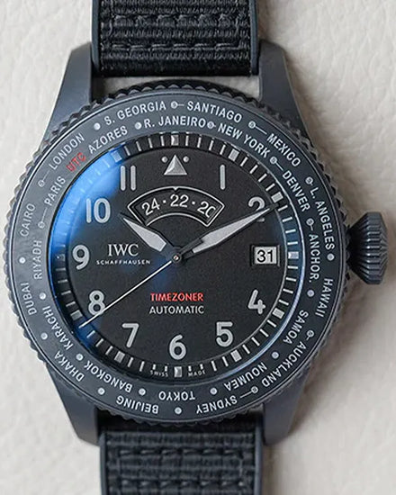 IWC Schaffhausen Pilot Chronograph Top Gun 46MM Black Dial Textile Strap (IW395505)
