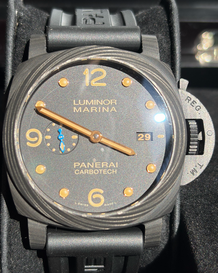 2019 Panerai Luminor Marina 1950 3 Days Carbotech 44MM Black Dial Rubber Strap (PAM00661)