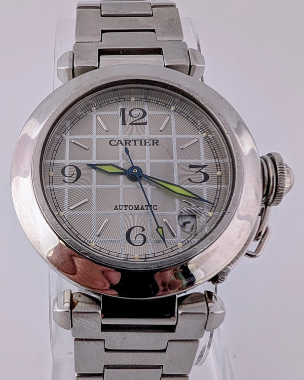Cartier Pasha De Cartier 35MM Silver Dial Steel Bracelet (W31023M7)