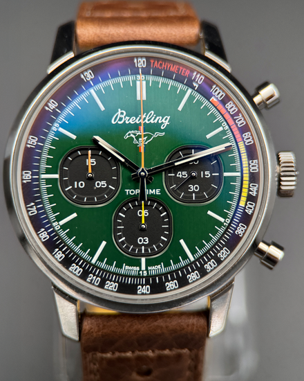 No Reserve - 2021 Breitling Top Time "Ford Mustang Capsule" 42MM Green Dial Leather Strap (A25310)