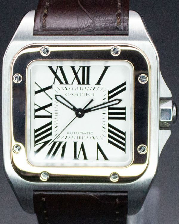 2012 Cartier Santos 100 33MM White Dial Leather Strap (W20107X7)
