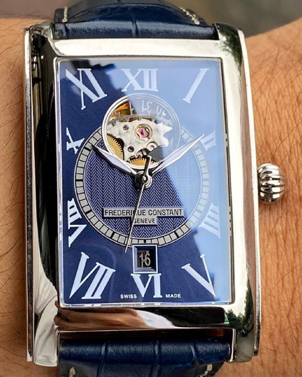 No Reserve - Frederique Constant Classics Carrée 47MM Blue Dial Leather Strap (FC-315DNS4C26B)