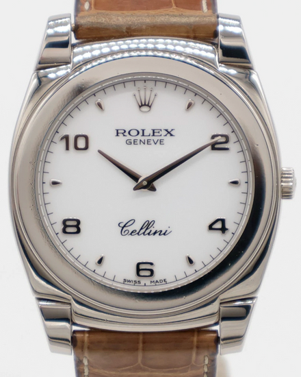 Rolex Cellini Cestello 36MM White Dial Leather Strap (5330)