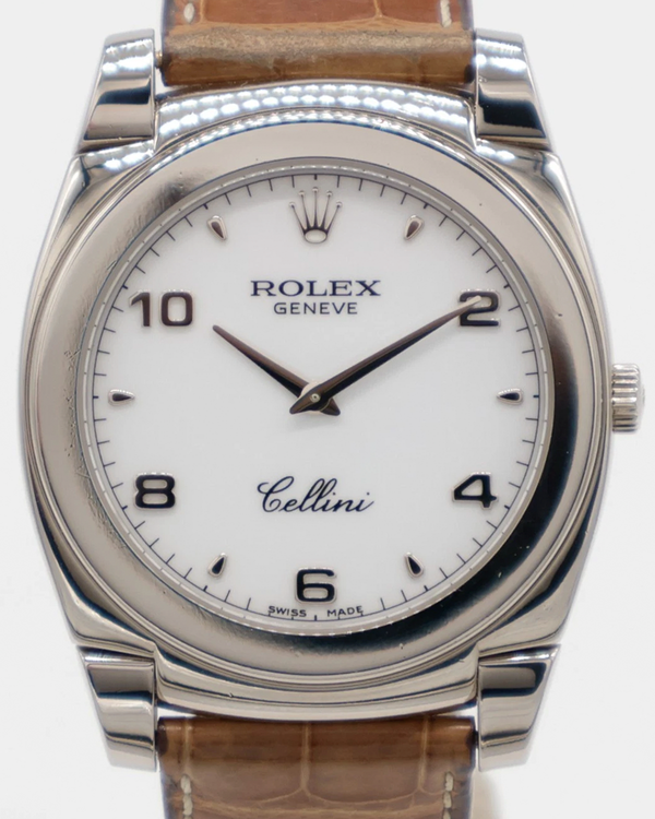Rolex Cellini Cestello 36MM White Dial Leather Strap (5330)