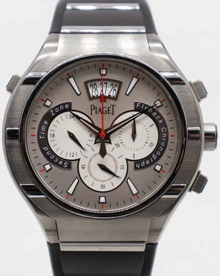 Piaget Polo "FlyBack" GMT 45MM Silver Dial Rubber Strap (P10534)