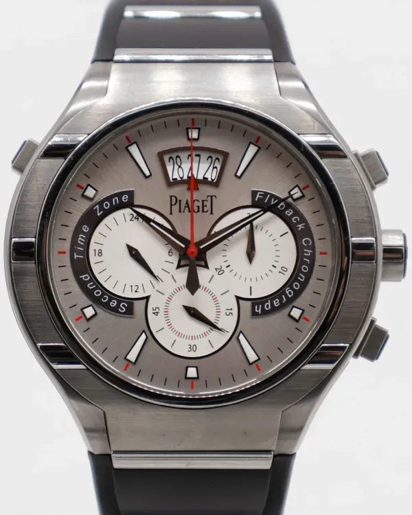 Piaget Polo "FlyBack" GMT 45MM Silver Dial Rubber Strap (P10534)