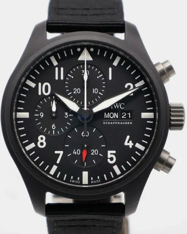 2023 IWC Schaffhausen Pilot Top Gun 44.5MM Black Dial Textile Strap (IW389101)