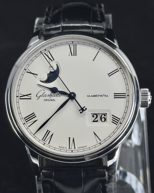 2023 Glashütte Original Senator Panorama Date Moonphase 40MM White Dial Leather Strap (100-04-32-12-50)