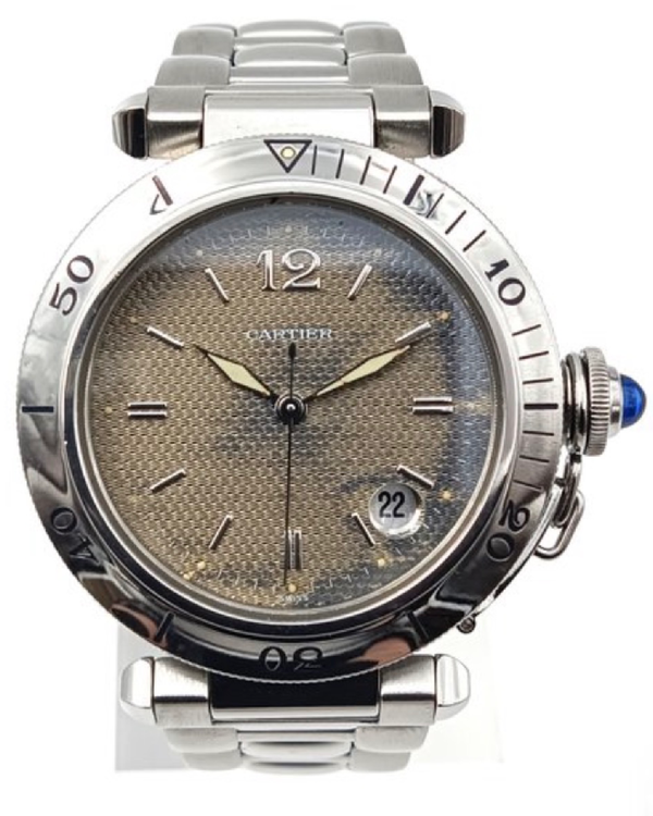 1997 Cartier Pasha De Cartier 38MM Grey "Patina" Dial Steel Bracelet (1040)