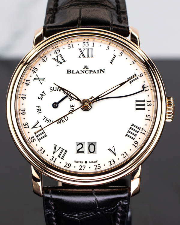 2021 Blancpain Villeret Semainier Grande Date 8 42MM White Dial Leather Strap (6637-3631-55B)