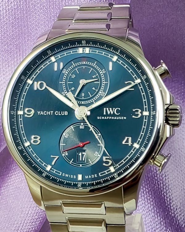 2021 IWC Schaffhausen Portugieser Yacht Club Chronograph 44.6MM Blue Dial Steel Bracelet (IW390701)