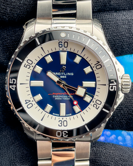 No Reserve - Breitling Superocean 44MM Blue Dial Steel Bracelet (A17376)