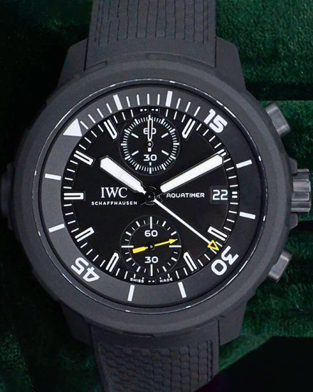 2025 IWC Schaffhausen Aquatimer Chronograph Galapagos Islands 44MM Black Dial Rubber Strap (IW379502)