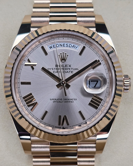 2023 Rolex Day-Date 40MM Sundust Dial Rose Gold President Bracelet (228235)