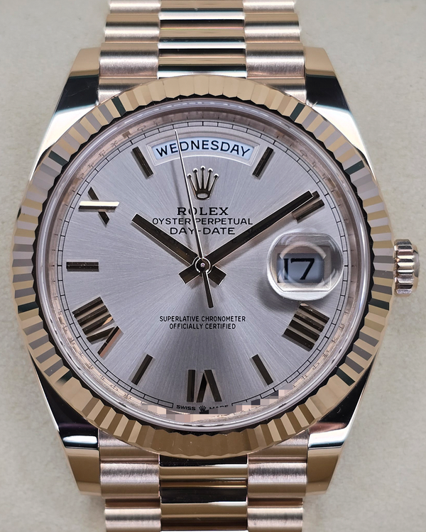 2023 Rolex Day-Date 40MM Sundust Dial Rose Gold President Bracelet (228235)