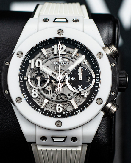 No Reserve - Hublot Big Bang Unico White Ceramic 44MM Skeleton Dial Rubber Strap (421.HX.1170.RX)