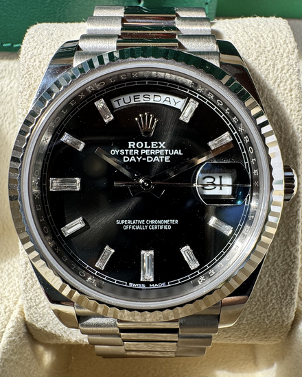 2022 Rolex Day-Date 40MM Black Dial White Gold President Bracelet (228239)