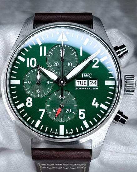 No Reserve - 2024 IWC Schaffhausen Pilot 43MM Green Dial Leather Strap (IW378005)