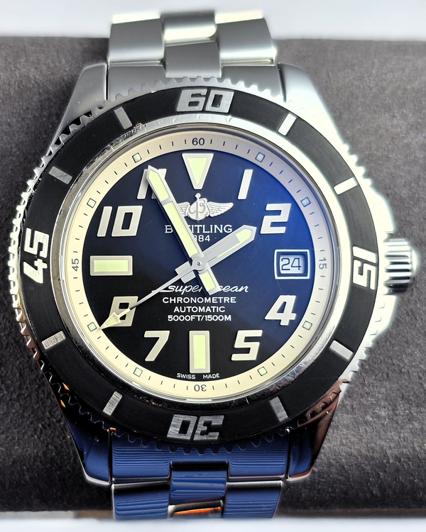 No Reserve - Breitling Superocean 42MM Black Dial Steel Bracelet (A17364)