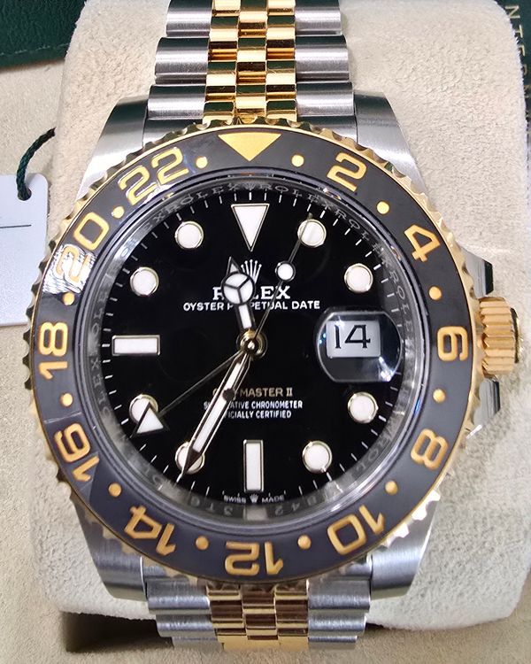 2025 Rolex GMT-Master II "Bumblebee" 40MM Black Dial Two-Tone Jubilee Bracelet (126713GRNR)
