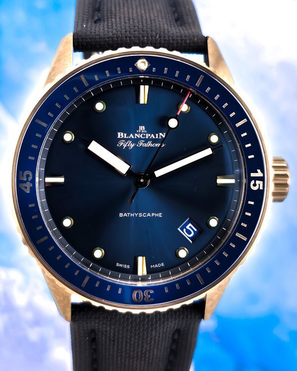 2023 Blancpain Fifty Fathoms Bathyscaphe 43.6MM Blue Dial Textile Strap (5000-0240-O52A)
