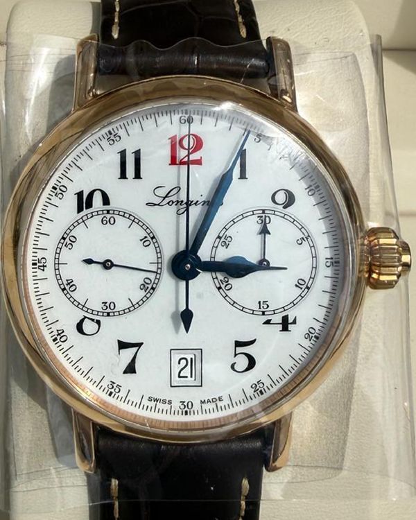 Longines Heritage Monopusher "180th Anniversary" L.E. 40MM White Enamel Dial Leather Strap (L2.775.8.23.3)
