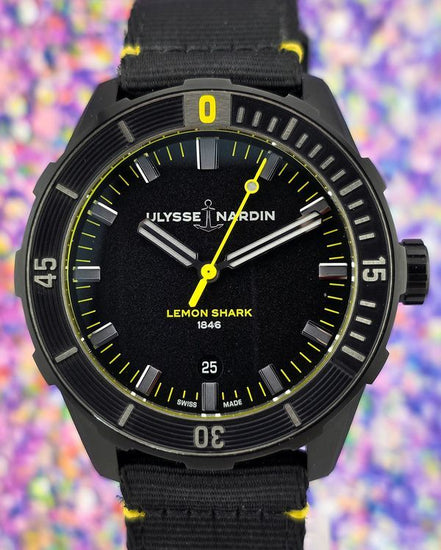 2022 Ulysse Nardin Diver "Lemon Shark" L.E. 42MM Black Dial Textile Strap (8163-175/92-LEMONSHARK)