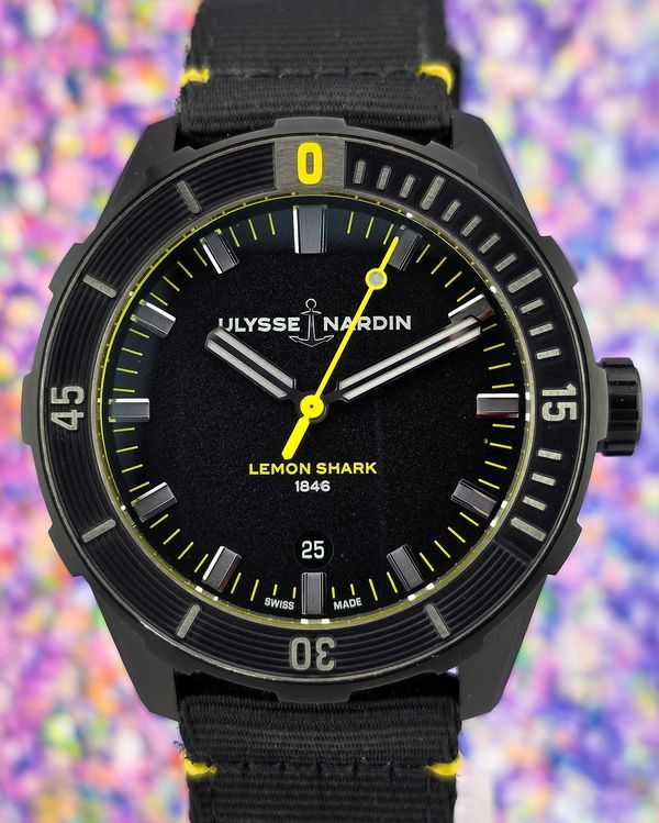 2022 Ulysse Nardin Diver "Lemon Shark" L. E. 42MM Black Dial Textile Strap (8163-175/92-LEMONSHARK)