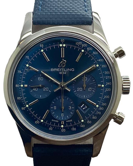 2014 Breitling Transocean Chronograph L.E. 43MM Blue Dial Leather Strap (AB015112/C860)