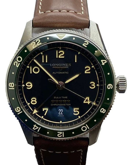 Longines Spirit Zulu Time 42MM Black Dial Leather Strap (L3.812.4.63.6)