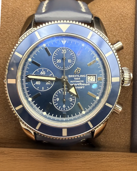 Breitling Superocean Heritage Chronograph 46MM Blue Dial Leather Strap (A13320)