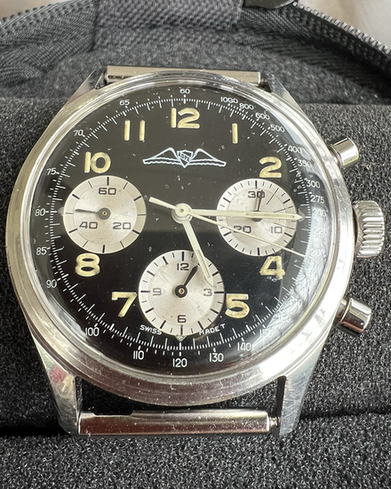 1965 Breitling Vintage Co-Pilot Chronograph 42MM Black Dial Steel Bracelet (AOPA 765)