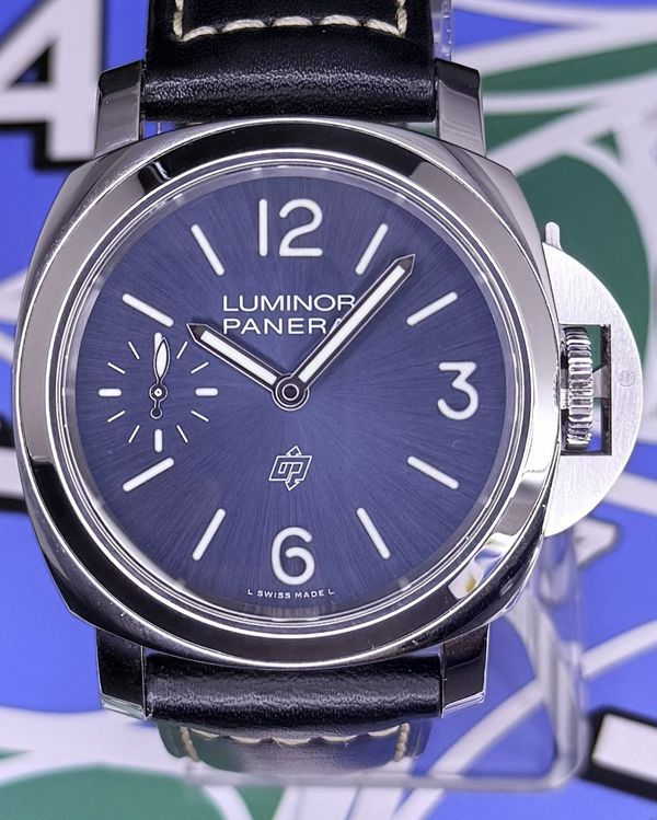 2021 Panerai Luminor Logo "Blu Mare" 44MM Blue Dial Leather Strap (PAM01085)