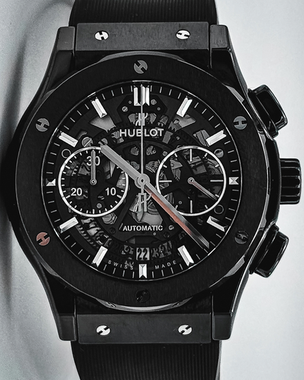 2018 Hublot Classic Fusion Aerofusion "Black Magic" 45MM Skeleton Dial Rubber Strap (525.CM.0170.RX)