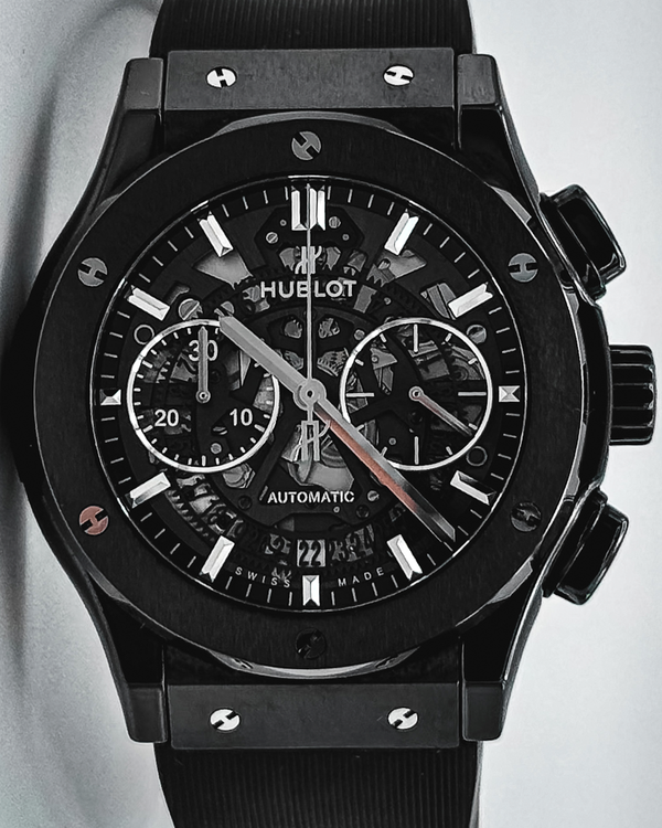 2018 Hublot Classic Fusion Aerofusion "Black Magic" 45MM Skeleton Dial Rubber Strap (525.CM.0170.RX)