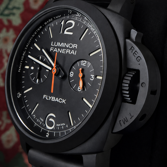 2022 Panerai Luminor Marina Chrono Flyback Ceramica 44MM Black Dial Rubber Strap (PAM01298)