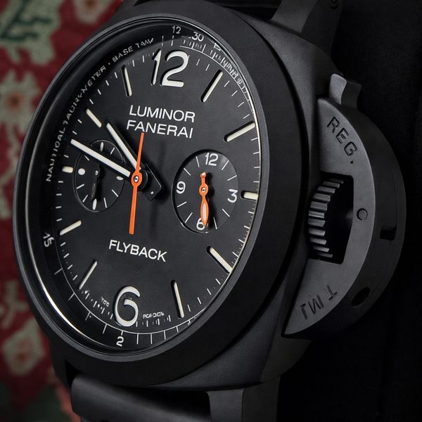 2022 Panerai Luminor Marina Chrono Flyback Ceramica 44MM Black Dial Rubber Strap (PAM01298)