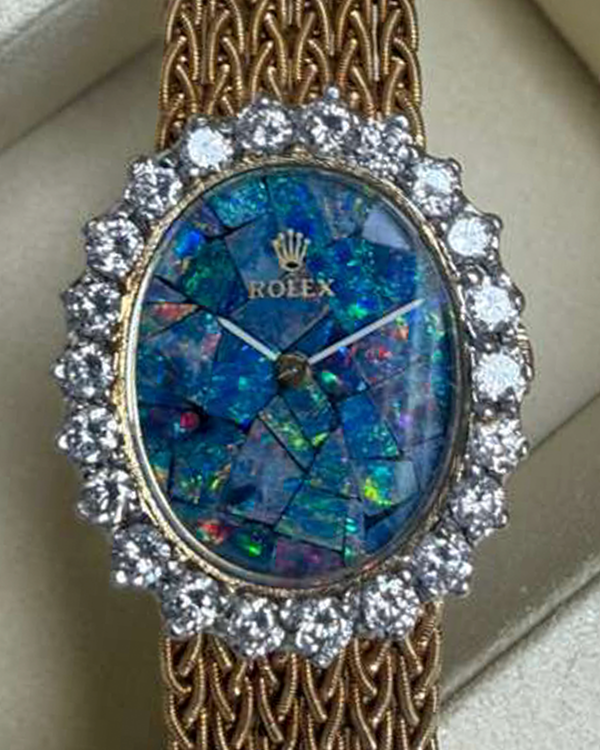 Rolex Vintage 25MM Opal "Mosaic" Dial Yellow Gold Bracelet (8323)
