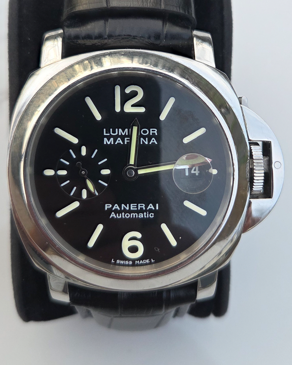 2015 Panerai Luminor Marina 44MM Black Dial Leather Strap (PAM01104)