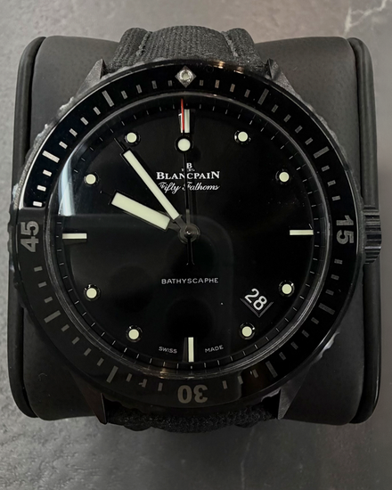 2023 Blancpain Fifty Fathoms Bathyscape 43MM Black Dial Textile Strap (5000-0130-B52A)