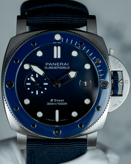 2023 Panerai Submersible Blu Profundo 44MM Blue Dial Textile Strap (PAM01289)